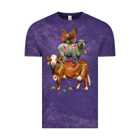 Cloud Purple Christmas cow sheep and chicken Vintage Tee - LillyAllenDesigns
