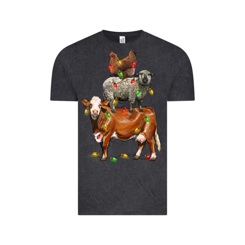 Christmas Cow Sheep And Chicken Vintage Tee by LillyAllenDesigns | Teevron