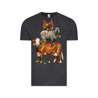 Vintage Black Christmas cow sheep and chicken Vintage Tee - LillyAllenDesigns