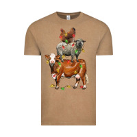 Vintage Coffee Christmas cow sheep and chicken Vintage Tee - LillyAllenDesigns