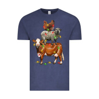 Vintage Denim Christmas cow sheep and chicken Vintage Tee - LillyAllenDesigns