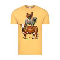 Vintage Mustard Christmas cow sheep and chicken Vintage Tee - LillyAllenDesigns