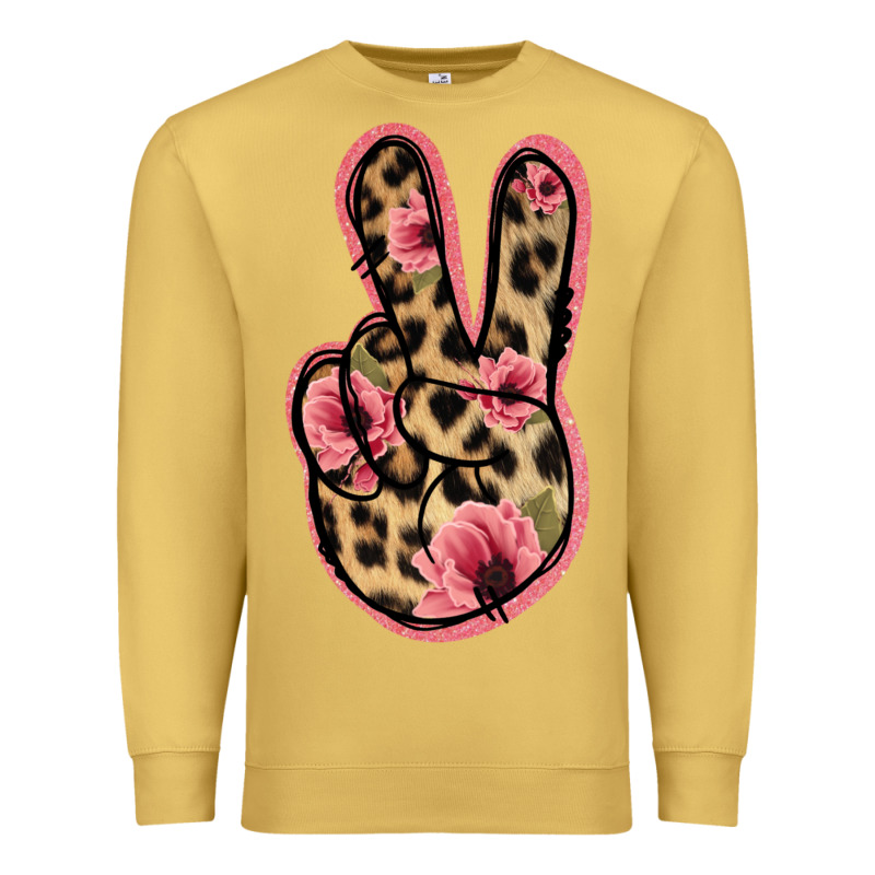 Floral Leopard Peace Sign Premium Sweatshirt by Jasminsmagicworld | Teevron