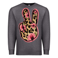 Charcoal Heather Floral Leopard Peace Sign Premium Sweatshirt - Jasminsmagicworld
