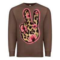 Chestnut Floral Leopard Peace Sign Premium Sweatshirt - Jasminsmagicworld