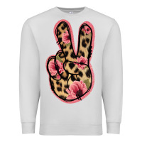 Dove Grey Floral Leopard Peace Sign Premium Sweatshirt - Jasminsmagicworld