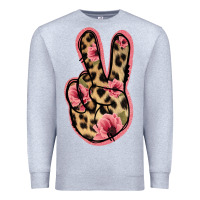 Heather Grey Floral Leopard Peace Sign Premium Sweatshirt - Jasminsmagicworld