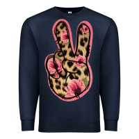 Navy Floral Leopard Peace Sign Premium Sweatshirt - Jasminsmagicworld