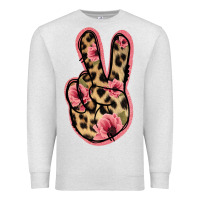 Oatmeal Heather Floral Leopard Peace Sign Premium Sweatshirt - Jasminsmagicworld
