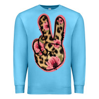 Ocean Blue Floral Leopard Peace Sign Premium Sweatshirt - Jasminsmagicworld