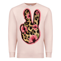 Pale Pink Floral Leopard Peace Sign Premium Sweatshirt - Jasminsmagicworld