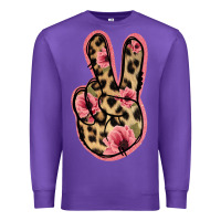Purple Floral Leopard Peace Sign Premium Sweatshirt - Jasminsmagicworld
