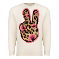 Sandshell Floral Leopard Peace Sign Premium Sweatshirt - Jasminsmagicworld