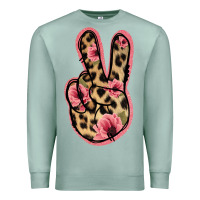 Seafoam Floral Leopard Peace Sign Premium Sweatshirt - Jasminsmagicworld