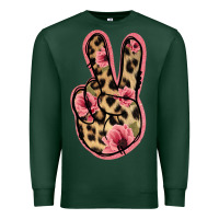 Sports Green Floral Leopard Peace Sign Premium Sweatshirt - Jasminsmagicworld
