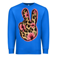 True Royal Floral Leopard Peace Sign Premium Sweatshirt - Jasminsmagicworld