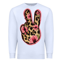 White Floral Leopard Peace Sign Premium Sweatshirt - Jasminsmagicworld