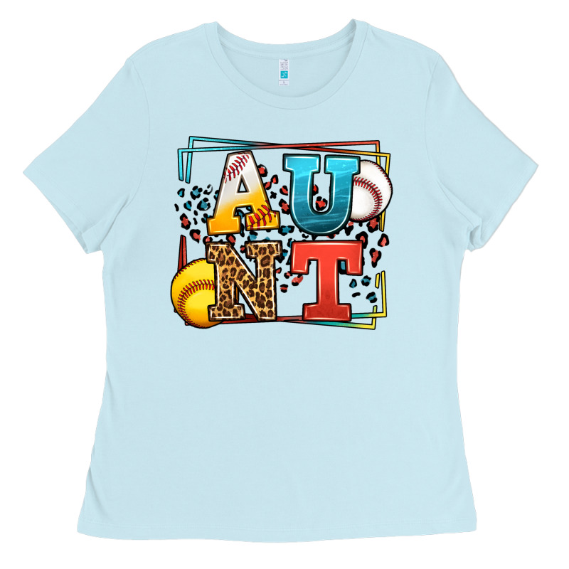 Baseball And Softball Aunt Leopard Frame Ladies Tee by LillyAllenDesigns | Teevron