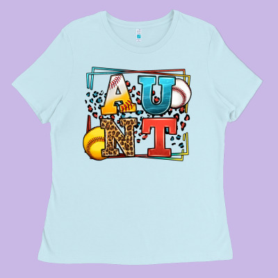 Baseball And Softball Aunt Leopard Frame Ladies Tee Designed By Lillyallendesigns