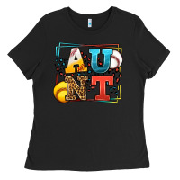 Black Baseball and Softball aunt leopard frame Ladies Tee - LillyAllenDesigns