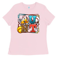 Bubblegum Pink Baseball and Softball aunt leopard frame Ladies Tee - LillyAllenDesigns