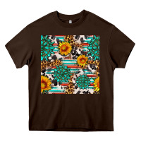 Chocolate Brown gemstone sunflower cowhide leopard seamles pattern Heavy Core Tee - FaDigitalArtStudio