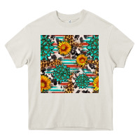 Cream gemstone sunflower cowhide leopard seamles pattern Heavy Core Tee - FaDigitalArtStudio