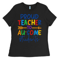 Black Proud teacher to au-some students Ladies Tee - CowhideDigitalArt