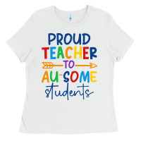 White Proud teacher to au-some students Ladies Tee - CowhideDigitalArt
