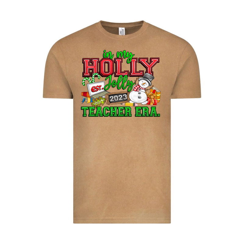 In My Holly Jolly Teacher Era Vintage Tee by CowhideDigitalArt | Teevron