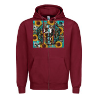 Burgundy western faith sunflower's Zipper Hoodie - RanaPortraitStore