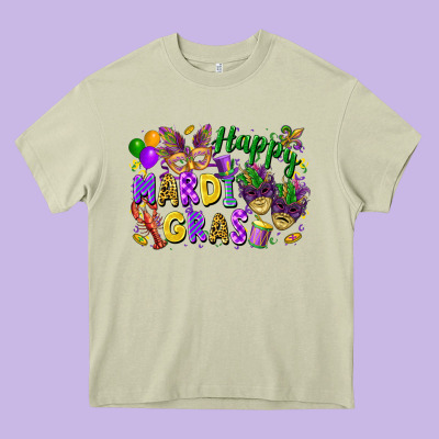 Happy Mardi Gras Heavy Core Tee Designed By Fadigitalartstudio