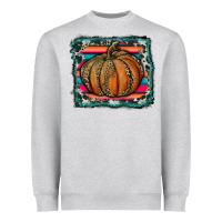 Heather Grey leopard pumpkin with serape background Heavyweight Sweatshirt - RanaPortraitStore
