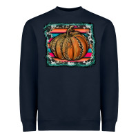 Navy leopard pumpkin with serape background Heavyweight Sweatshirt - RanaPortraitStore