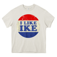 Cream i like ike political button vintage distressed Heavy Core Tee - baoMotion