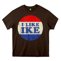 Chocolate Brown i like ike political button vintage distressed Heavy Core Tee - baoMotion