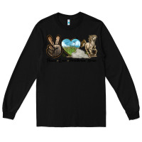 Black Peace Love Percheron Horse Long Sleeve Tee - LillyAllenDesigns