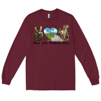 Burgundy Peace Love Percheron Horse Long Sleeve Tee - LillyAllenDesigns