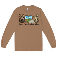 Toasted Coconut Peace Love Percheron Horse Long Sleeve Tee - LillyAllenDesigns