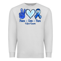 Dove Grey Peace Love Cure Colon Cancer Premium Sweatshirt - Jasminsmagicworld