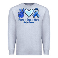 Heather Grey Peace Love Cure Colon Cancer Premium Sweatshirt - Jasminsmagicworld