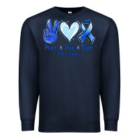 Navy Peace Love Cure Colon Cancer Premium Sweatshirt - Jasminsmagicworld