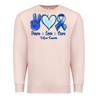 Pale Pink Peace Love Cure Colon Cancer Premium Sweatshirt - Jasminsmagicworld