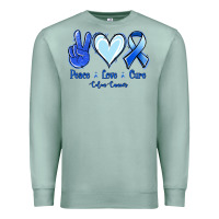 Seafoam Peace Love Cure Colon Cancer Premium Sweatshirt - Jasminsmagicworld