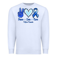 White Peace Love Cure Colon Cancer Premium Sweatshirt - Jasminsmagicworld
