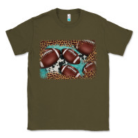 Army Green American football leopard cowhide turquoise  leather background Classic Tee - BarkalooDesign
