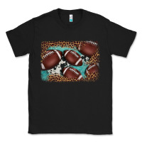 Black American football leopard cowhide turquoise  leather background Classic Tee - BarkalooDesign