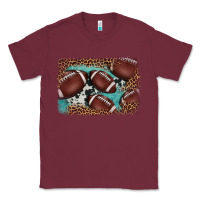 Burgundy American football leopard cowhide turquoise  leather background Classic Tee - BarkalooDesign