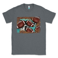 Charcoal Heather American football leopard cowhide turquoise  leather background Classic Tee - BarkalooDesign