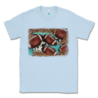 Dusty Blue American football leopard cowhide turquoise  leather background Classic Tee - BarkalooDesign